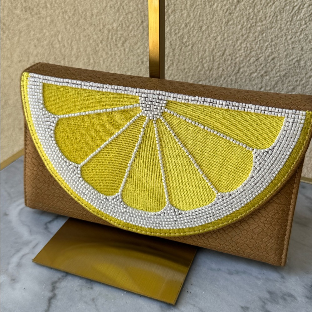 Lemon Slice Embellished Cosmetic Bag